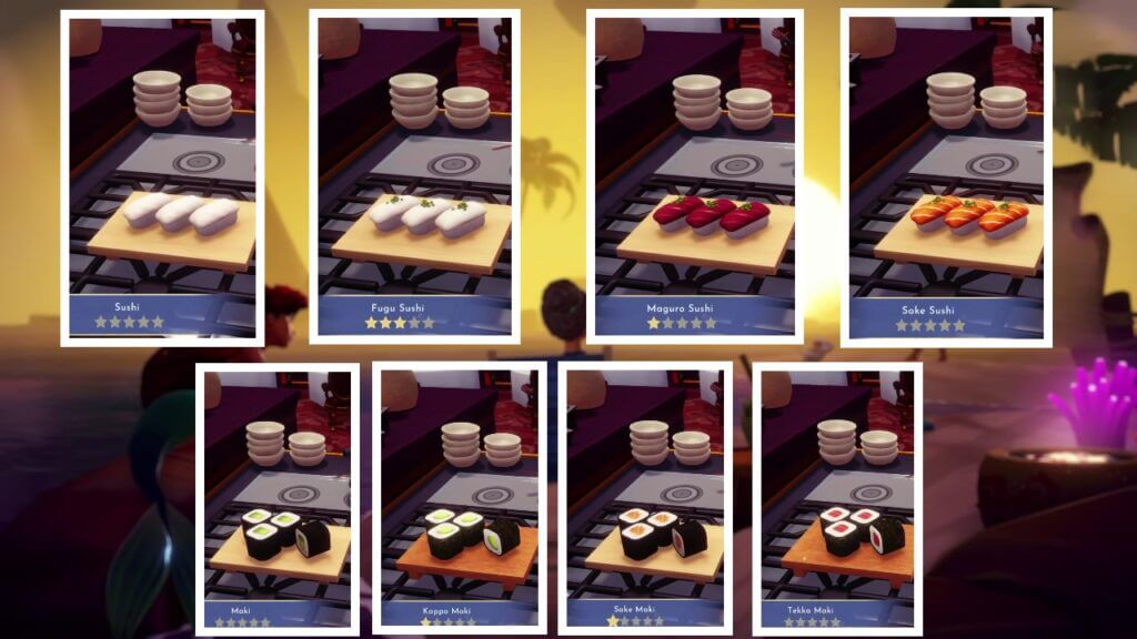 Disney Dreamlight Valley Cook Sushi Maki Recipes
