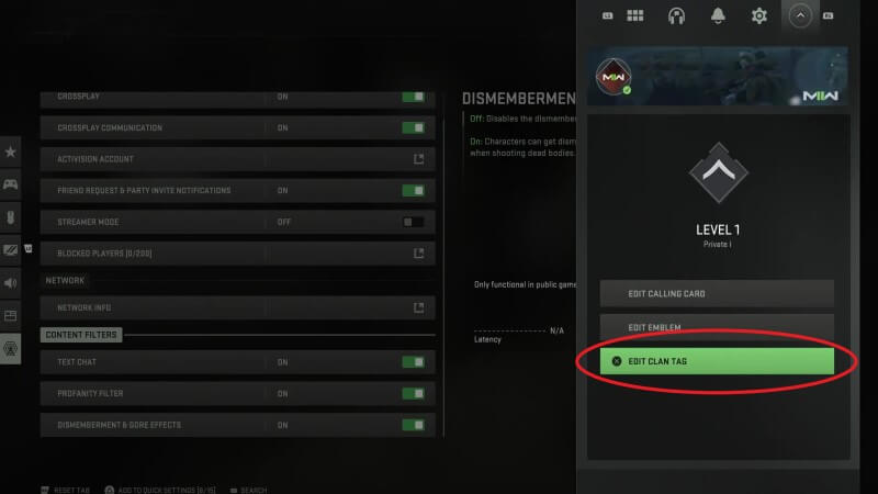 Call of Duty: Modern Warfare 2 Clan Tag Edit