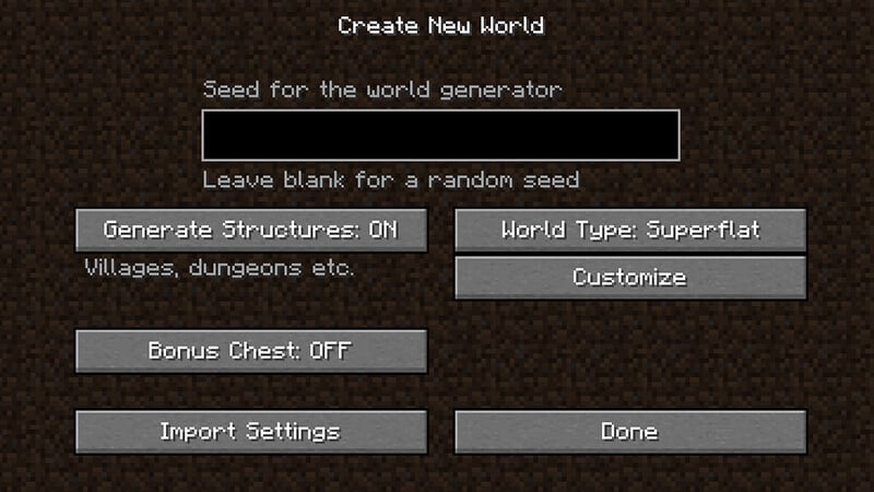 Minecraft Java Flat World