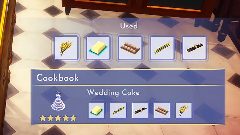 Every Ingredient Required to Bake the 5-Star Wedding Cake in Disney Dreamlight Valley