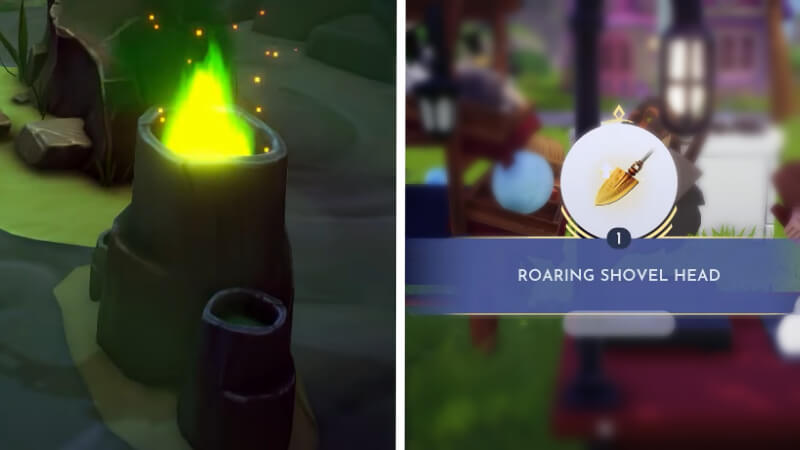 Lighting the Geyser and Crafting the Roaring Shovel Head during The Circle of Life in Disney Dreamlight Valley