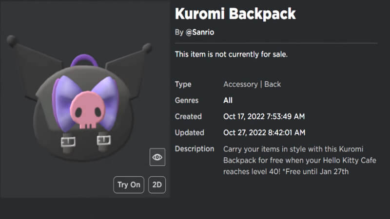 Unlocking the Free Kuromi Item in Roblox Hello Kitty Cafe