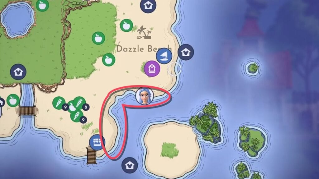 Vial of Ocean Water Dazzle Beach Map Location in Dreamlight Valley