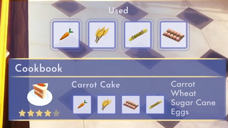 Carrot Cake Recipe in Dreamlight Valley