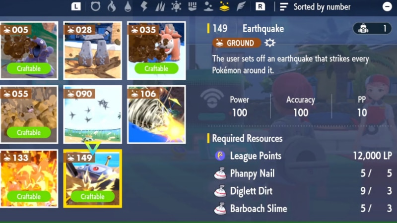 Crafting the Earthquake TM at TM Machine in Pokémon Scarlet and Violet
