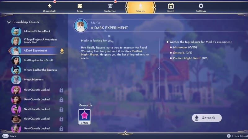 Disney Dreamlight Valley Royal Watering Can Tool Upgrade Quest