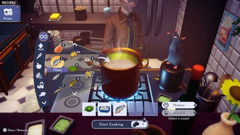 How to make pan-seared tilapia and vegetables in disney dreamlight valley.