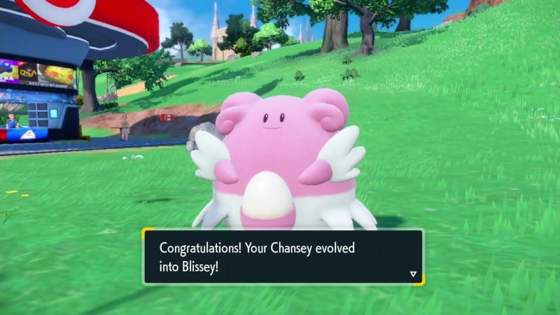 Pokémon Scarlet and Violet Evolve Happiny, Chansey into Blissey