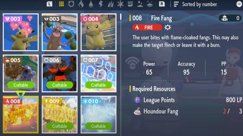 Pokémon Scarlet and Violet Craft TM008 Fire Fang Move