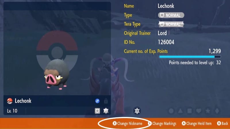 Pokémon Scarlet and Violet Rename your Pokémon