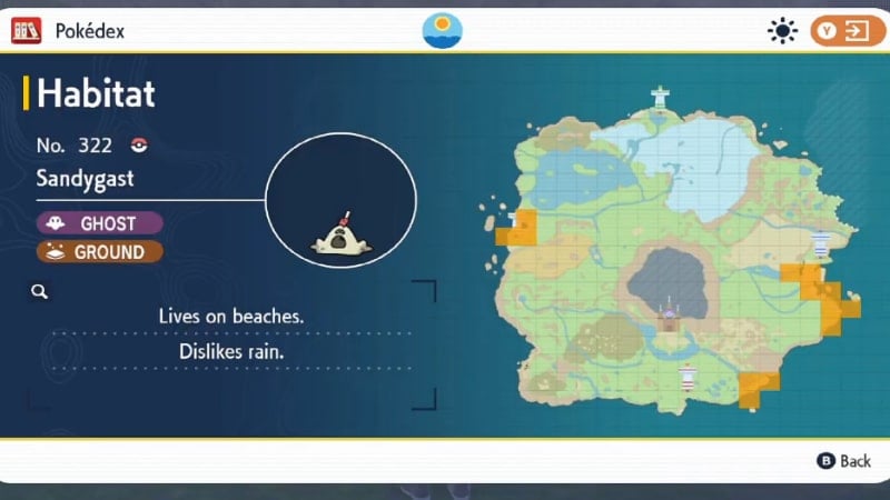 Sandygast Map Locations in Pokémon Scarlet and Violet