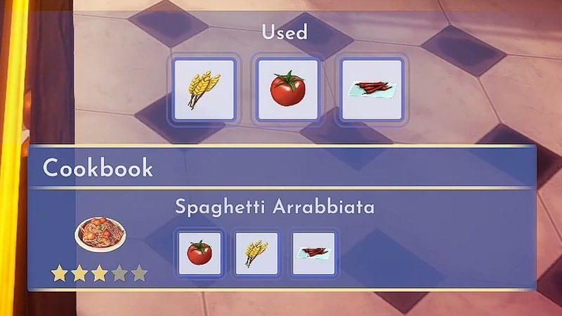 Spaghetti Arrabbiata Recipe in Disney Dreamlight Valley