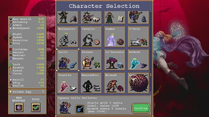 Vampire Survivors Alternate Characters Skins