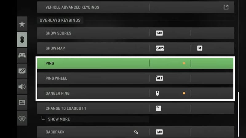 Viewing the Ping Options in the Game Settings for Warzone 2.0