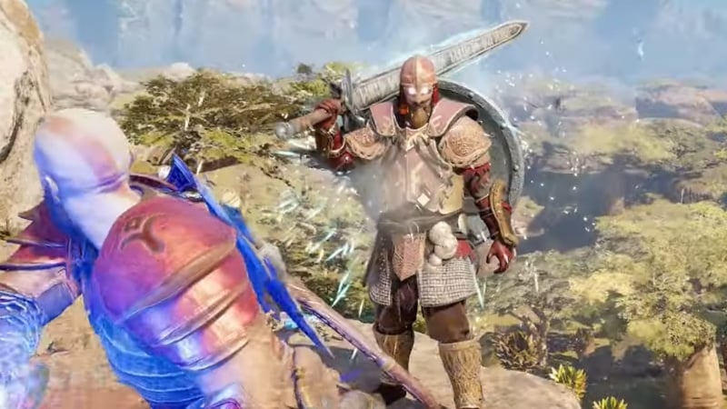 Attacking Egil The Oath Guard in God Of War Ragnarok