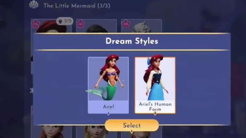 Changing Dream Styles for Ariel in Disney Dreamlight Valley