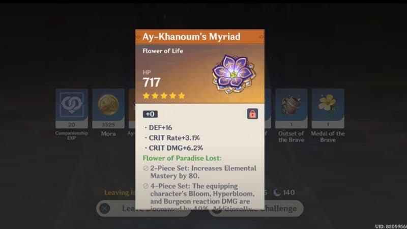 Flower Of Paradise Lost Artifact in Genshin Impact