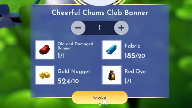 How to Craft Cheerful Chums Club Banner in Minnie's Level 10 Friendship Quest in Disney Dreamlight Valley
