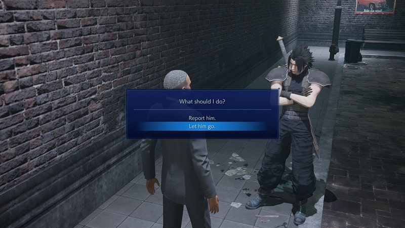 should you report the reporter or let him go in crisis core reunion