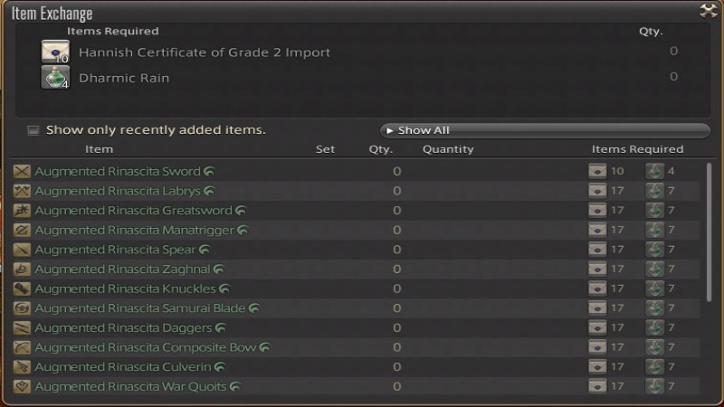 augmented gear dharmic rain final fantasy XIV