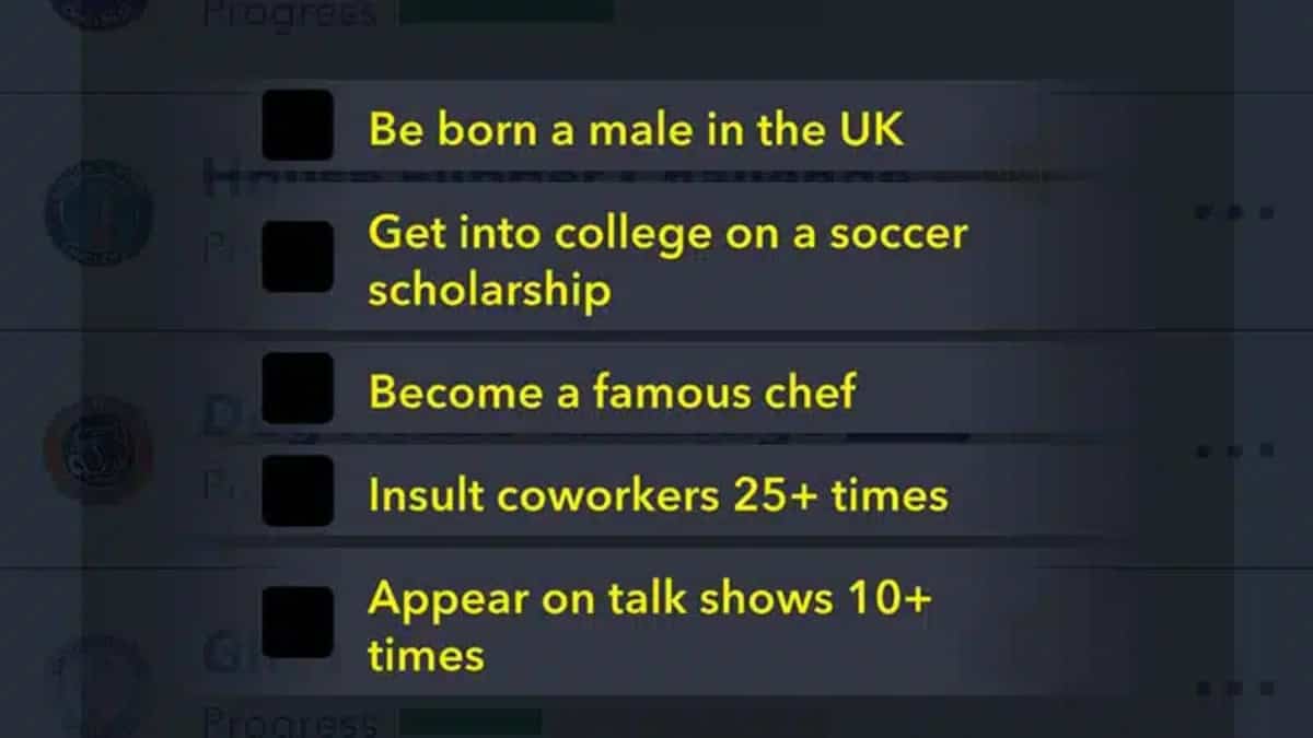 A list of tasks needed to complete the Hell's Kitchen challenge