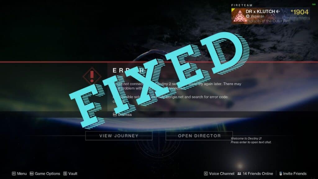Destiny 2: How to Fix Error Code Currant Destiny 2: How to Fix Error Code Currant