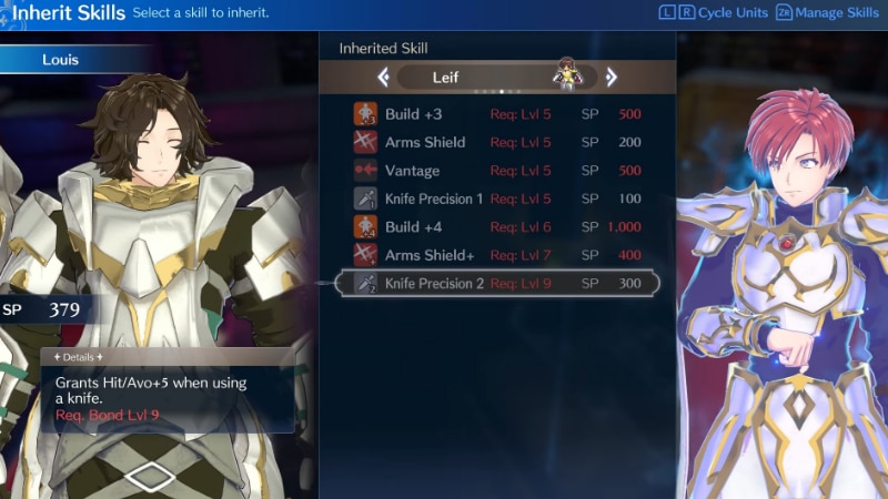 Inherit Skills for Louis in Fire Emblem Engage