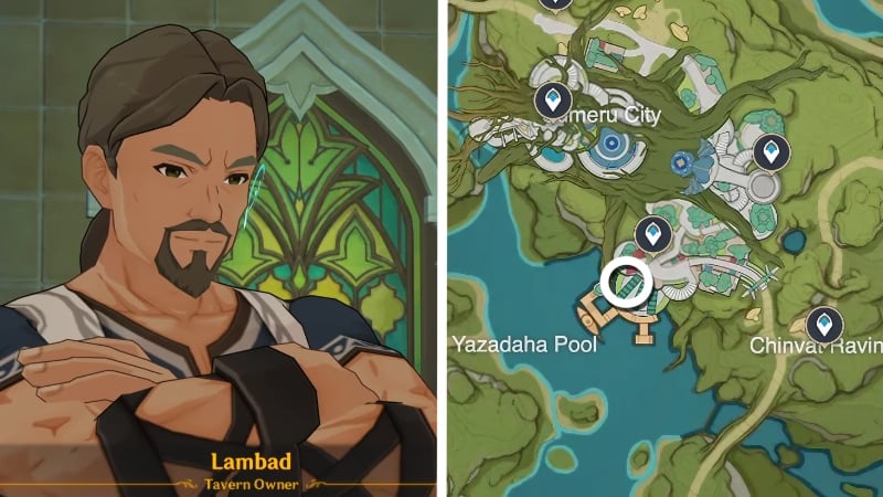 Lambad and his Tavern Location in Genshin Impact