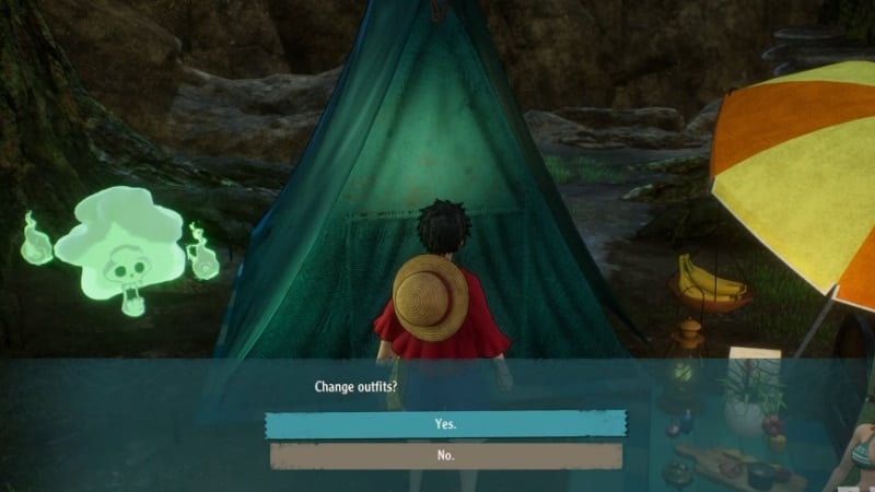 Luffy Change Outfit Tent in One Piece Odyssey