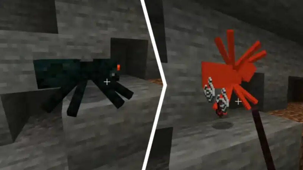 The player attacks Spiders to get String in Minecraft