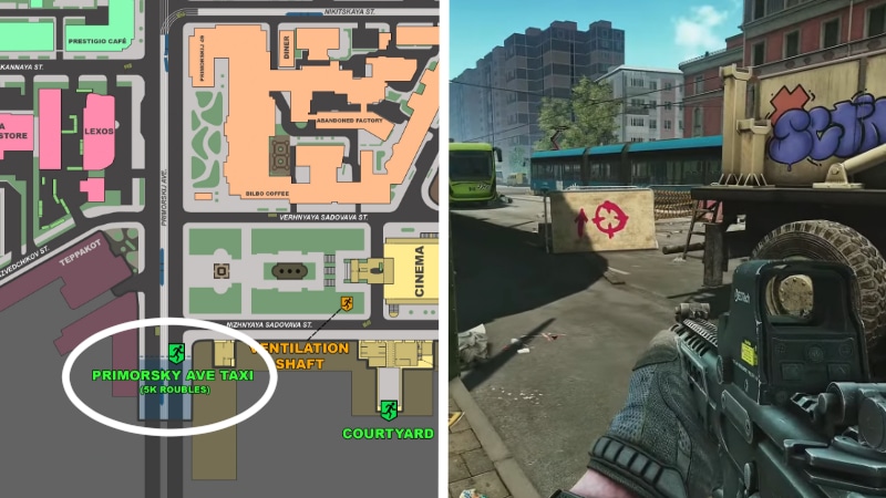 Primorsky Ave Taxi V-Ex Map Location in Escape From Tarkov