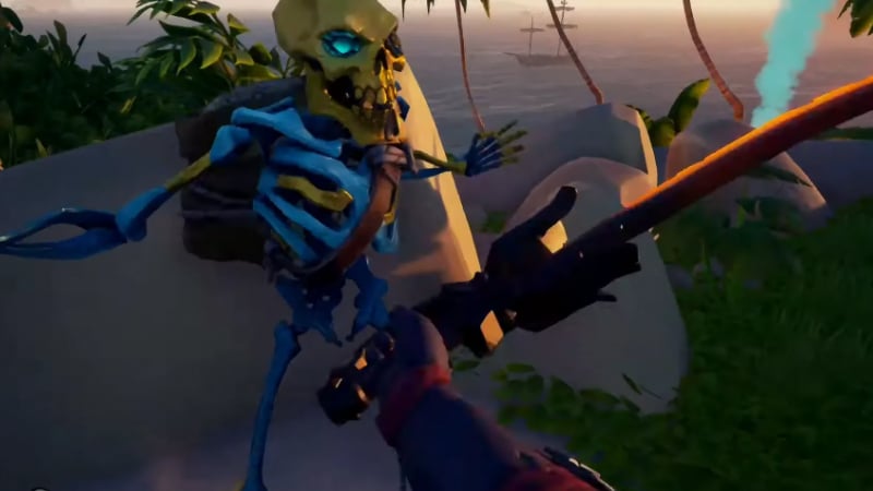 Slashing an Ancient Skeleton with a Cutlass in Sea of Thieves