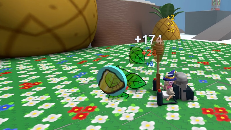 Obtaining Pineapple Tokens from the Pineapples Field Leaves in Roblox Bee Swarm Simulator