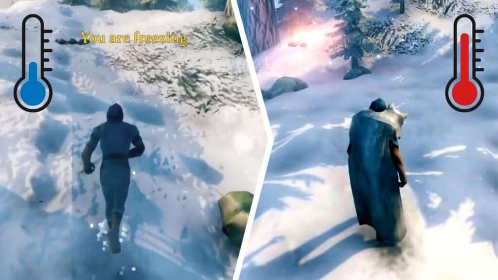 Valheim: How to Stay Warm in the Mountains Player Character Learning how to Stay Warm in the Mountains in Valheim