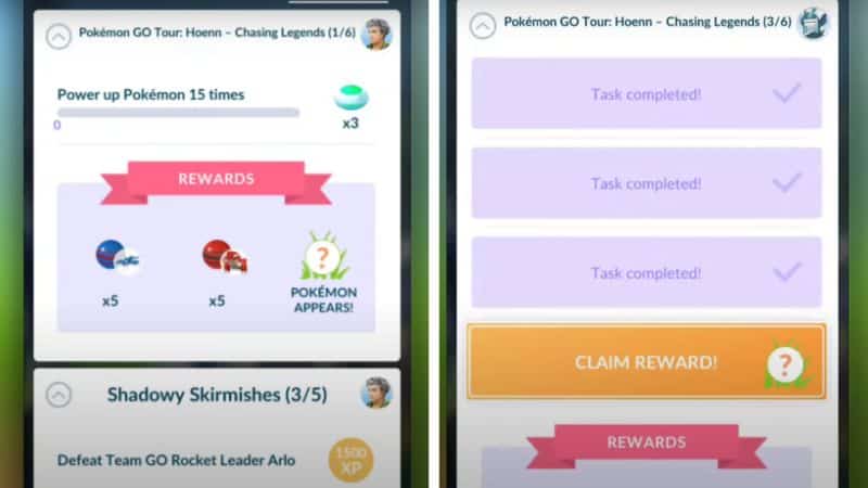 Pokémon GO Chasing Legends Complete all Research and Rewards