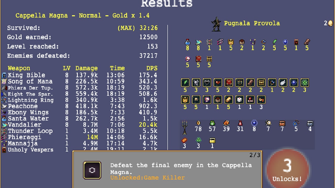 Vampire Survivors: Best Cappella Magna Build