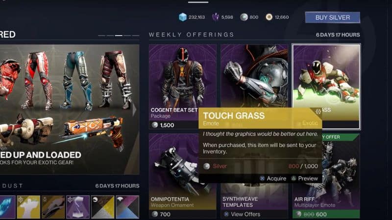 How to get the Touch Grass Emote in Destiny 2