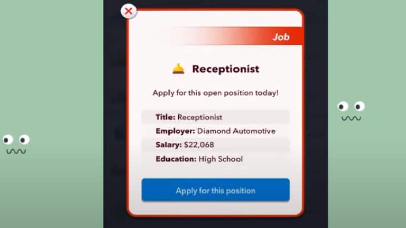 Receptionist in BitLife
