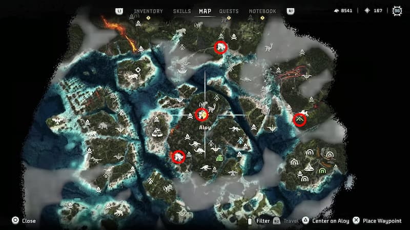 Apex Bilegut Burning Shores Map Location in Horizon Forbidden West
