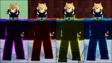 How to Change Aura Color in Roblox Blox Fruits A character shows off four different Aura colors in Blox Fruits