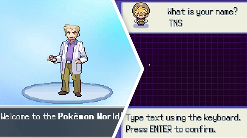Choosing Name on Pokemon Anil PC Play