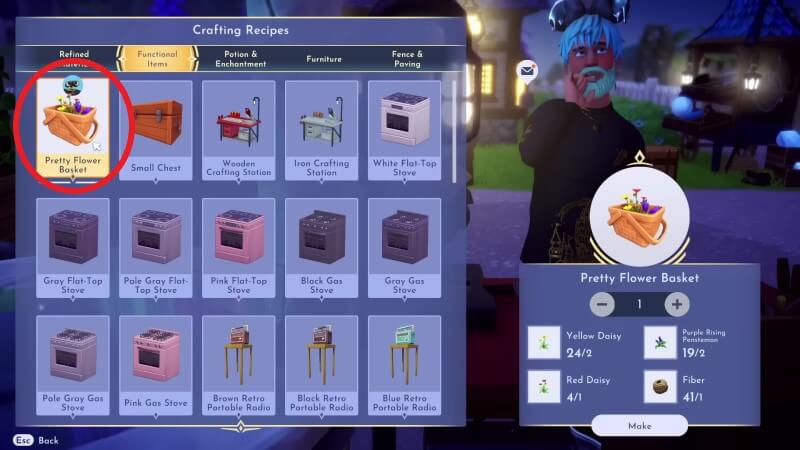 Craft Pretty Flower Basket for WALL-E in Disney Dreamlight Valley