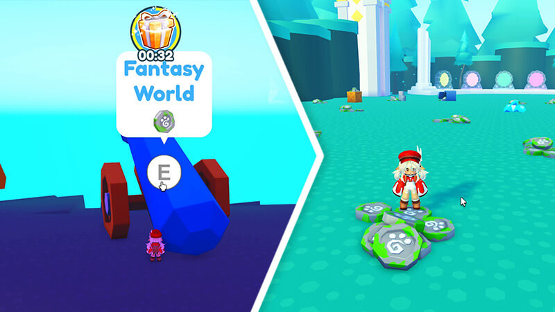 Farming Fantasy Coins to Unlock Tech World in Pet Simulator X Roblox