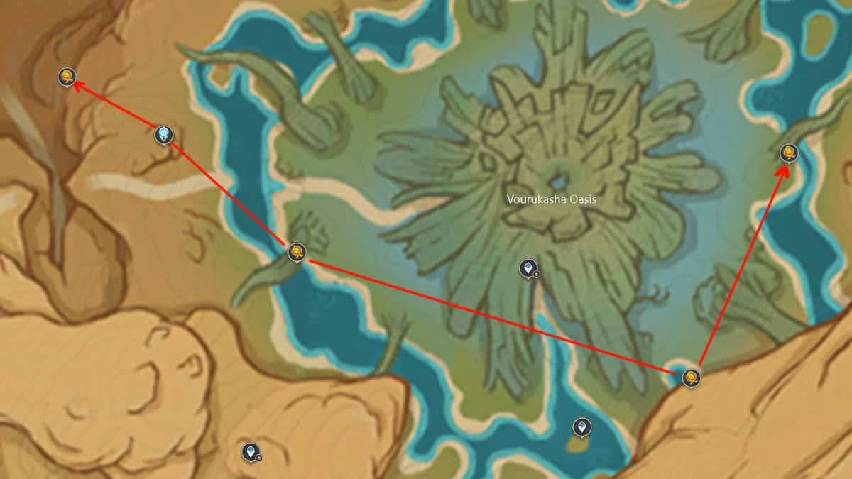 Plume of Purifying Light locations in Vourukasha Oasis near the Amrita Pool.