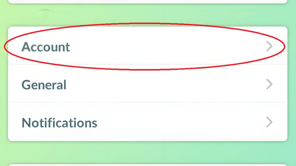 The settings screen in Pokemon Go, which allows you to change your nickname
