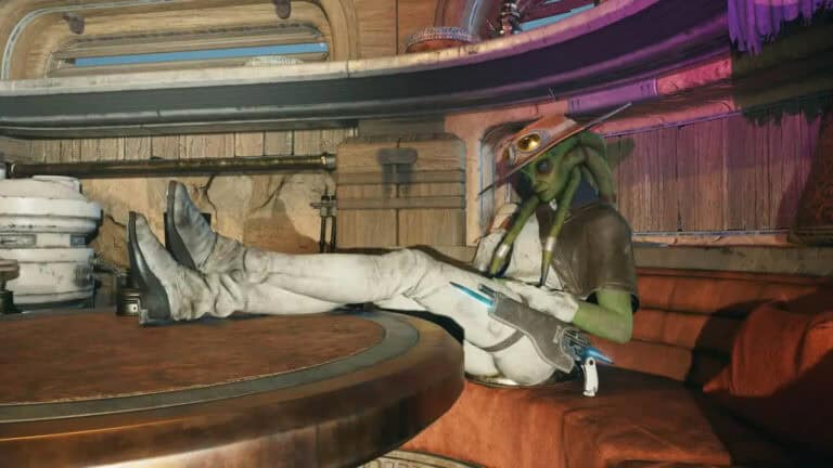 How to Unlock Bounty Hunting in Star Wars Jedi Survivor A Twi'lek relaxes at a time in Star Wars: Jedi Survivor