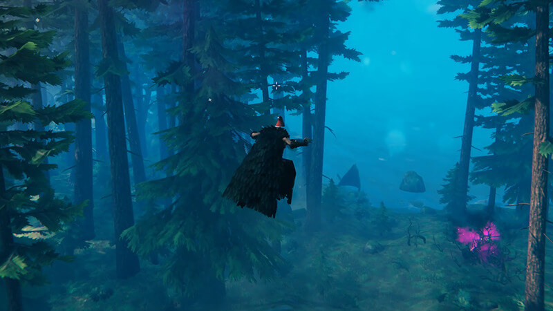 Using the Feather Cape to Glide Fly in Valheim