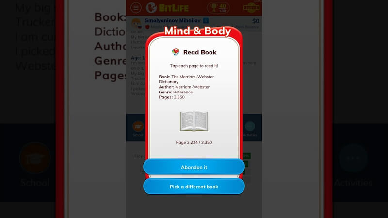 bitlife how to read the dictionary