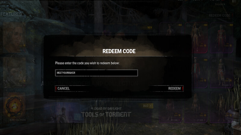 dbd redeem codes