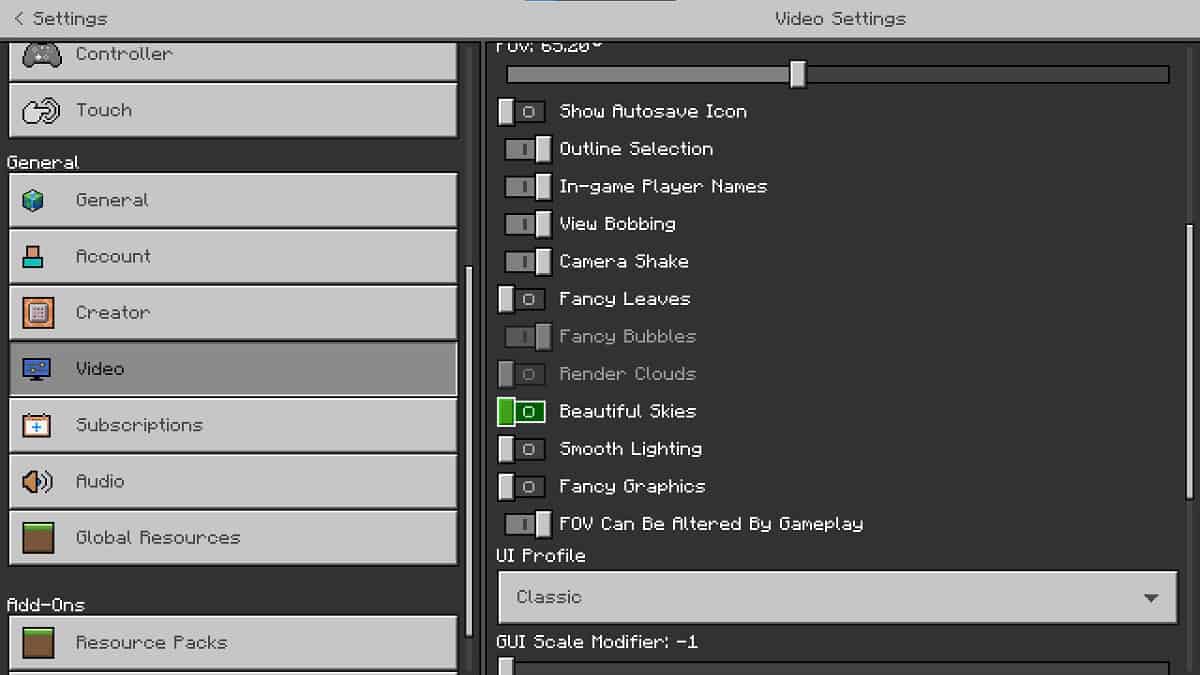 adjusting video settings in minecraft to get more FPS